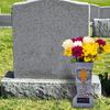 Solar Cemetery Vase with LED for Gravestone Outdoor Artificial Fresh Flower Holder Headstone