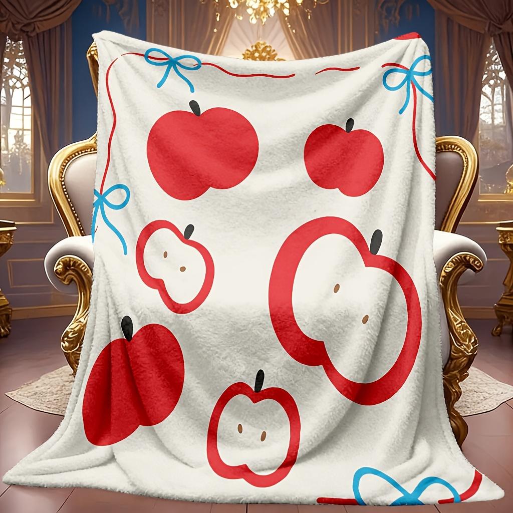 Apple Theme Pattern Flannel Blanket Soft High-Definition Digital Print All-Season Cooling Blanket Perfect Gift for Family and Friends Soft Breathable