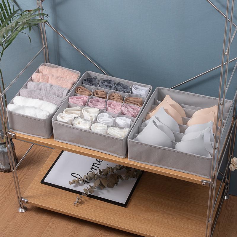 Morandi Fabric Underwear Storage Box - 3-in-1 Organizer for Bras, Socks, and More