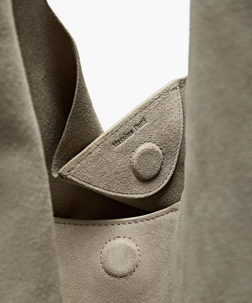 Massimo Dutti Split Suede Maxi Shoulder Bag