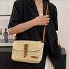 Large Capacity Woven Straw Crossbody Bag PU Leather Buckle Summer Beach Bag Weave Handbag  Outdoor