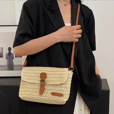 Grass Retro Messenger Bag Large Capacity Weave Handbag Leisure Summer Beach Bag  Girls