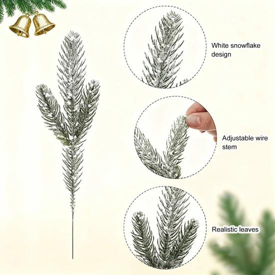 Yousheng 18 Stück Künstliche Verschneite Norfolkkiefer Zweige Rote Beeren Picks Künstlicher Zedernzweig Weihnachts-Stechpalmenbeeren Zweig DIY Vasenfüller Feiertagsdekoration