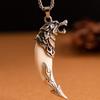 Vintage Imperious Resin Wolf Tooth Pendant Necklace for Women Men Personality Stainless Steel Snake Bone Necklace Jewelry Gifts