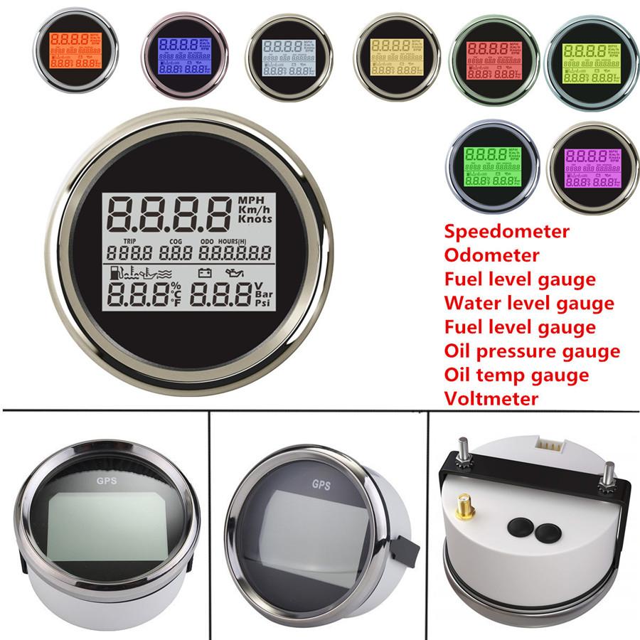 85mm GPS 8-in-1 Gauge Speedo Fuel Volt Temp Pressure