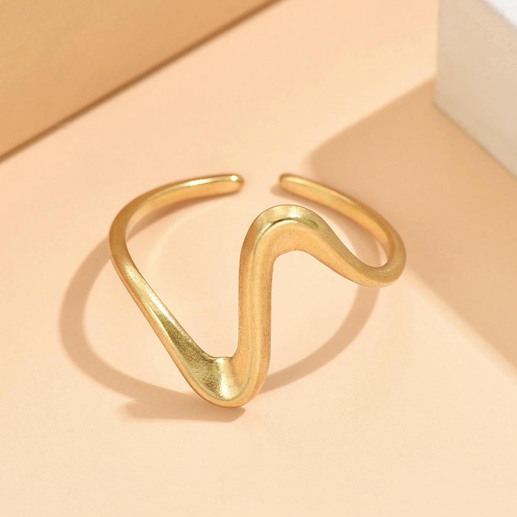 Adjustable Stainless Steel Irregular Curve Ring - European & American Boyfriend Style