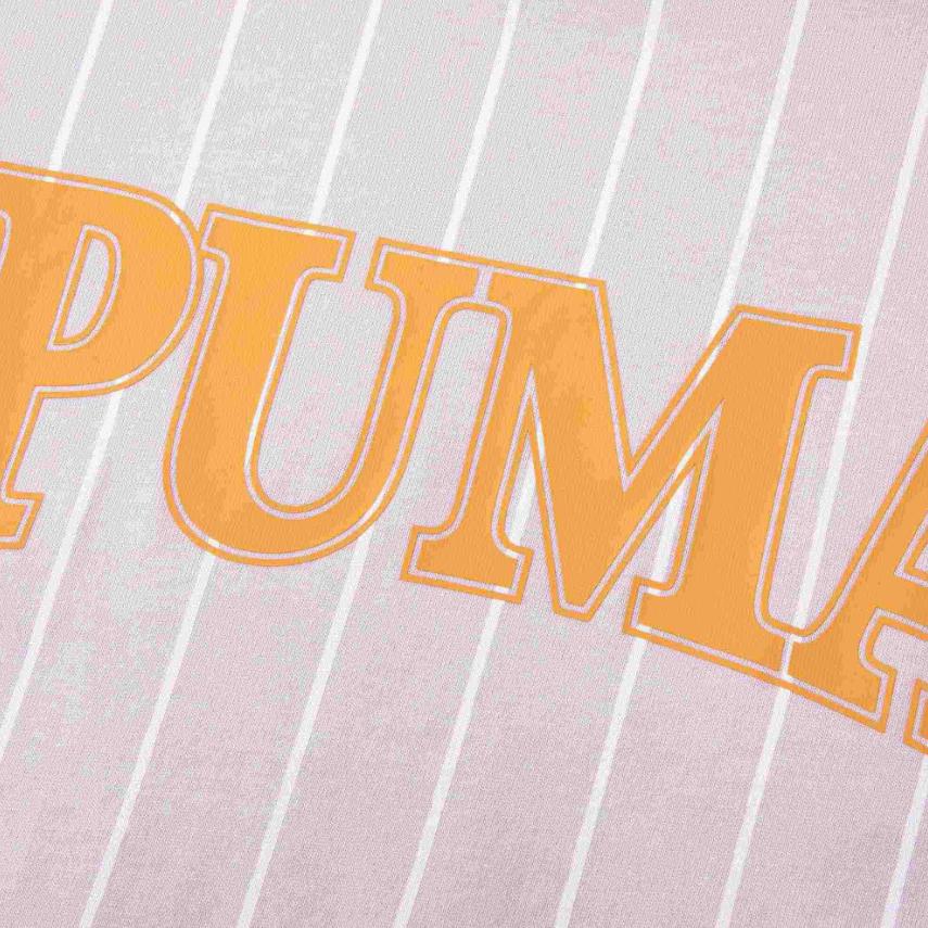 Puma Squad Aop Short Sleeve Tee Striped Dopamine Letter Print Crew Neck Pullover T-Shirt Women Tops Light-Purple 682926-60