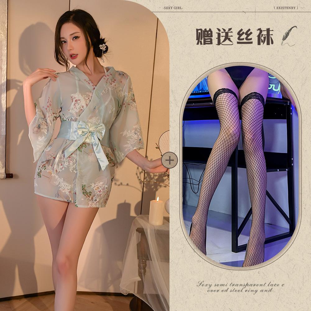 Large size Japanese kimono suit small chest erotic underwear seduction passion bed uniform