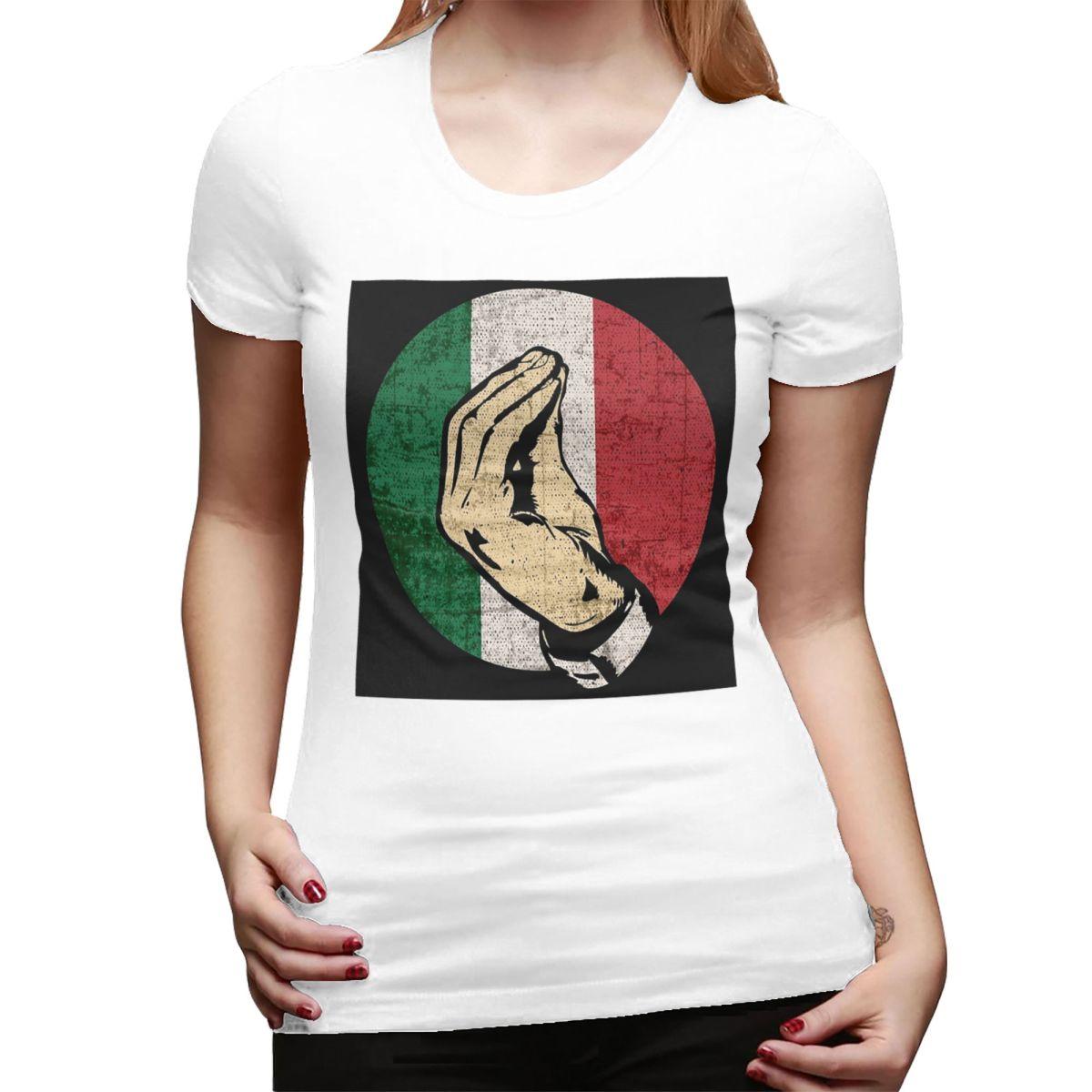 

Italian Hand Gesture Sing Language Italy Flag TShirt for Women Crew Neck Streetwear T Shirts Womens Short Sleeve Clothes Tops S