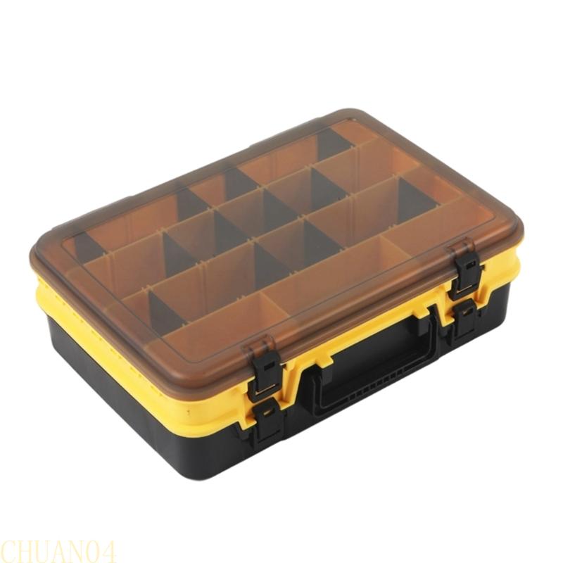 A1A2 Tackle Box Fishing Tackle Storage Box Multi Compartment Visible Case Double Layer Fishing Lures Baits Hook Container жёлтый