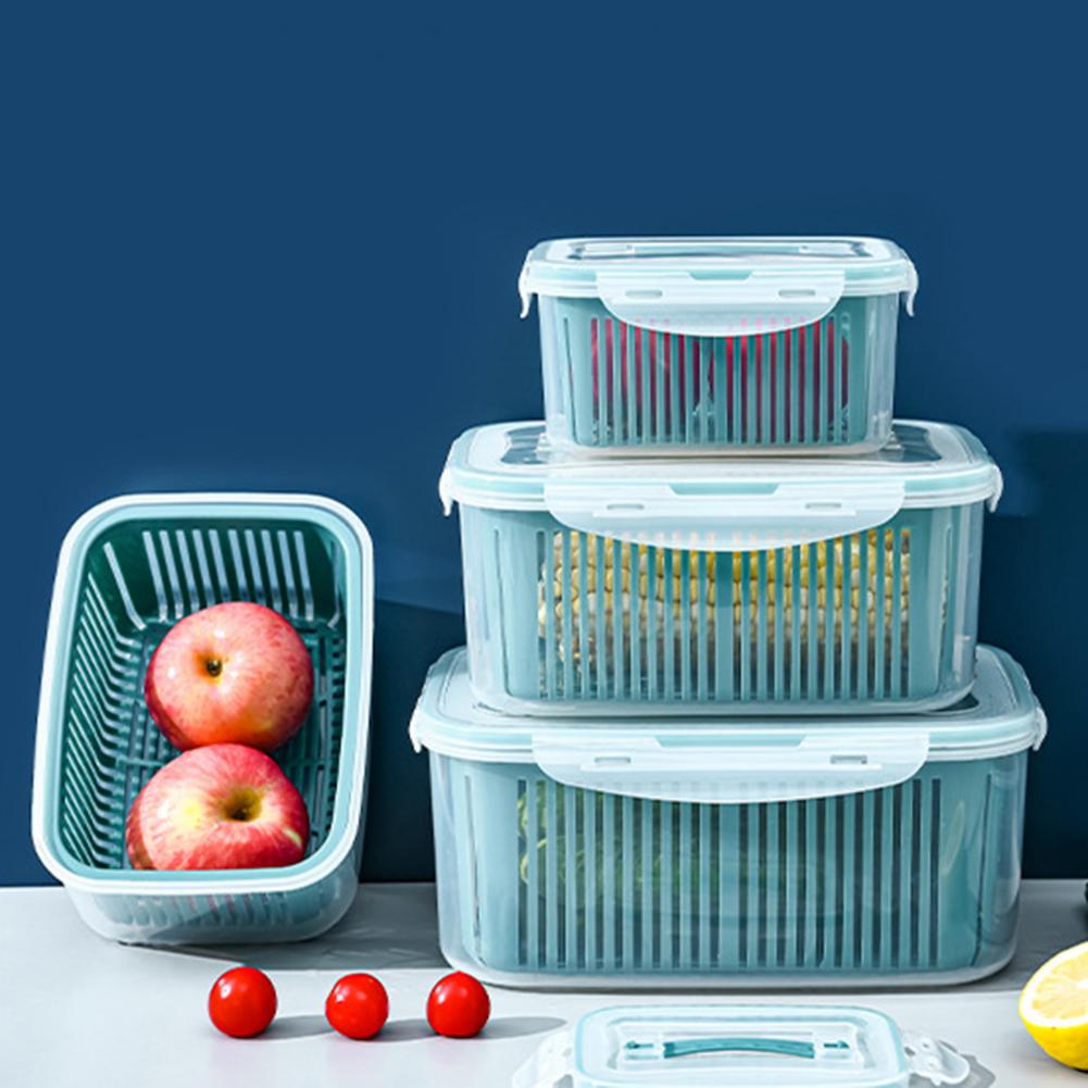 Kühlschrank-Aufbewahrungsbox, Gefrierschrank, Kühlschrank-Organizer, Aufbewahrungsbehälter für frisches Gemüse, Obst, Abflusskorb, Speisekammer, Küchen-Organizer