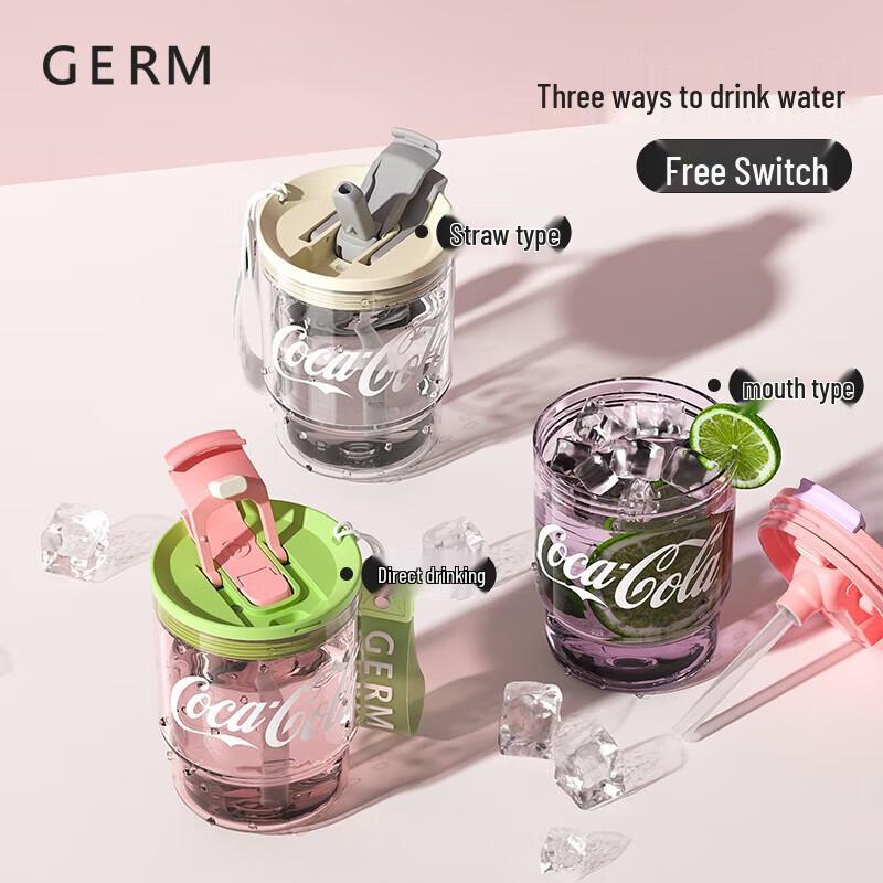 Gemai Coca-Cola Tritan Trinkflasche mit Strohhalm