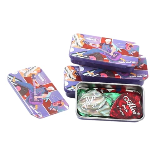 Set of 12 Guitar Picks In 6 Thicknesses with Storage Case, Suitable for Beginners and Professionals