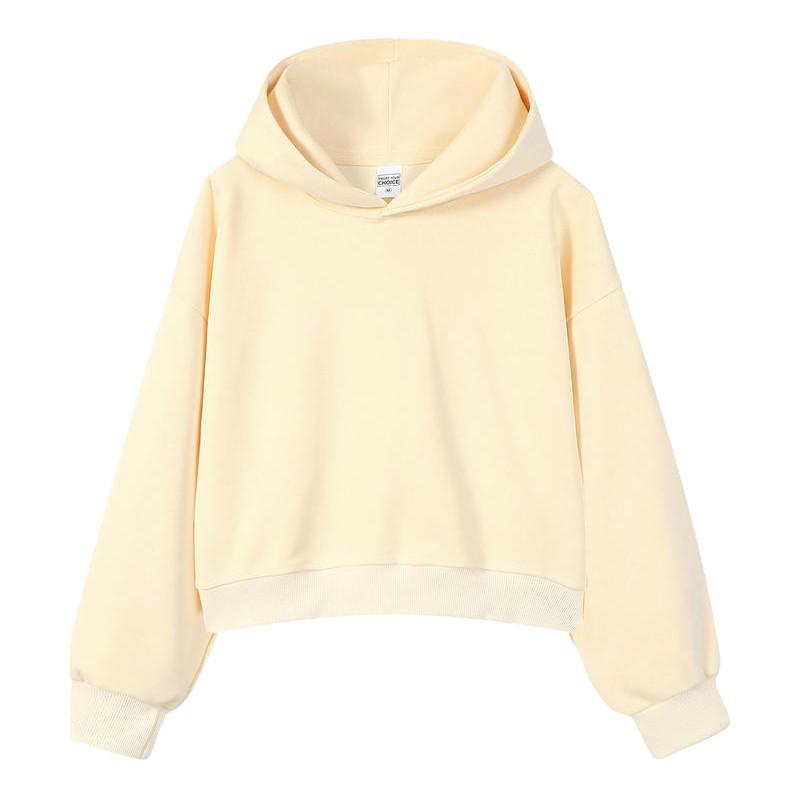 Silver Fox Velvet Women's 450g Heavyweight Hooded Sweatshirt - Short, Trendy Drop Shoulder Pullover for Autumn/Winter