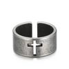 European and American Creative Personality Hipster Ring, Smearing Retro Old Titanium Steel Men's Hollow Cross Open Ring