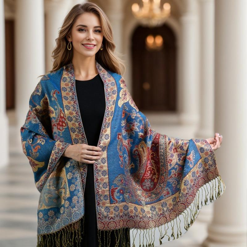 Hot-selling popular cashew nut pattern fringed scarf female Xiyin versatile good-looking shawl female