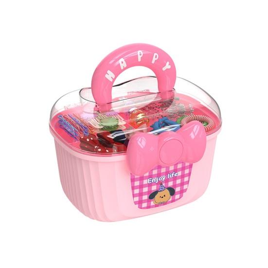 Hair Accessory Storage Box Dust-Proof Lid with Bow Decor Layered Container for Children s Clips Ties Headbands H