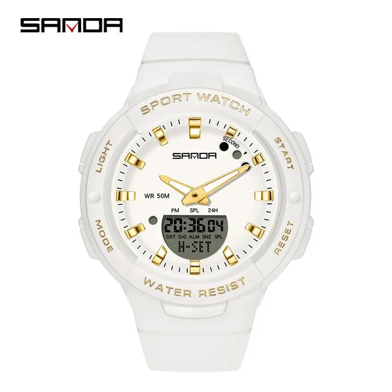 SANDA 6005 Feminino Luxury Sport Military Women's Watches 5ATM Waterproof blueFashion Quartz Watch for Female Clock Relogio