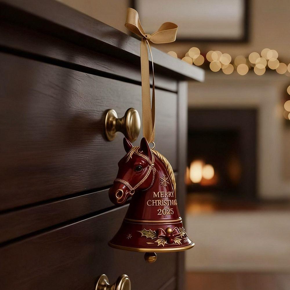 Gifts Handmade Horse Bell Ornament Alloy Red Christmas Hanging Pendant Xmas Tree Hanging Ornament Christmas Decoration