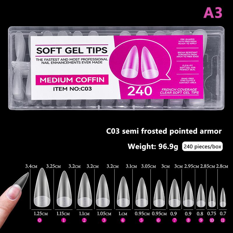 240Pcs Boxed Clear Press Fake Nails Tips Ultrathin Full Paste Fake Nails Wearing Armor Nail Tools
