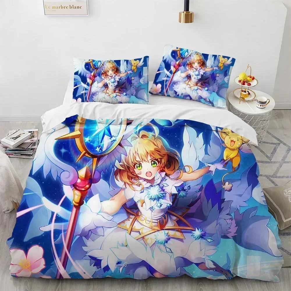 Anime Cardcaptor Sakura Bedding Set Duvet Cover Sheet Printed Bed Set Pillowcase Bed Full Queen King Size Comforter Bedroom