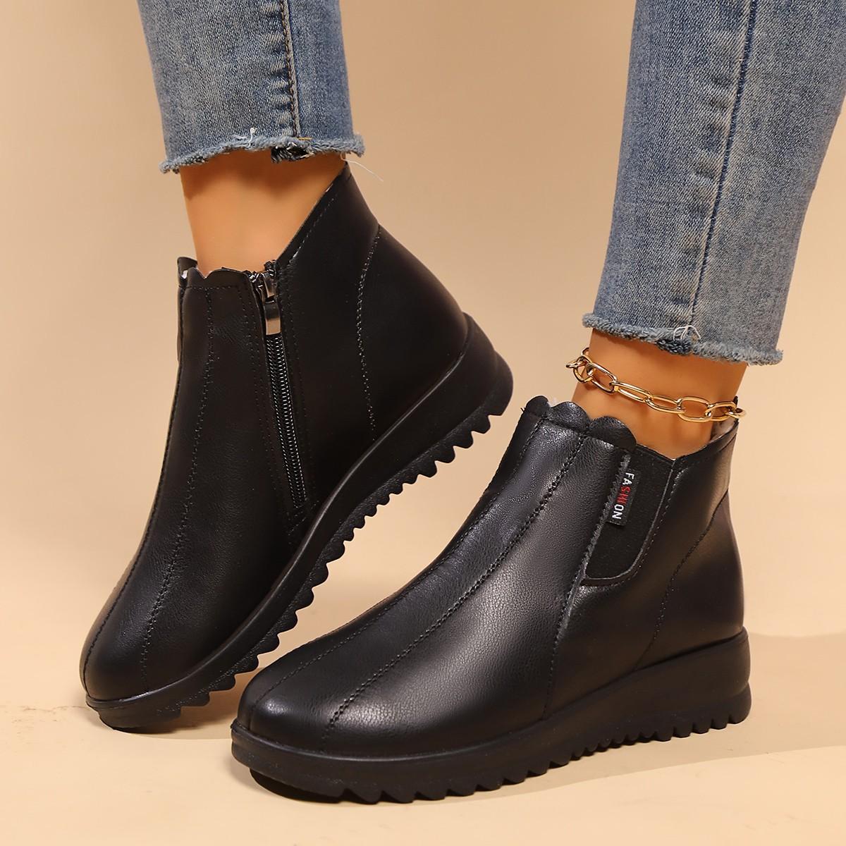 

Осень и зима новые женские хлопковые ботинки больших размеров модный принт бархатные теплые зимние ботинки женщины 35 чёрный