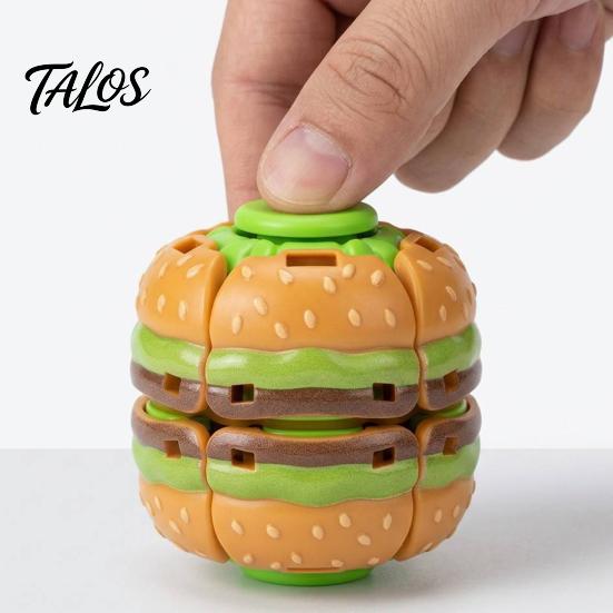 Handheld Focus Toys Hamburger Press Fidget Spinner, Stress Relief To Spin Burger Toy, Interactive Spinning Top Decompression Ball Desk Toy for Office,