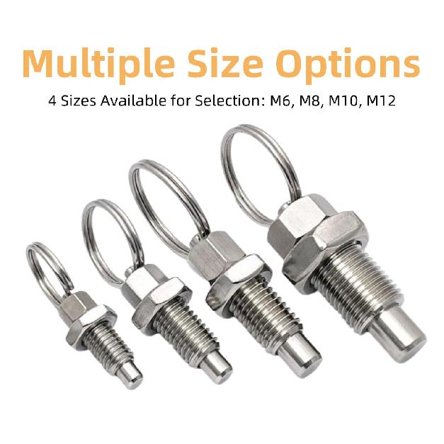 6pcs Pull Ring Indexing Plunger, M12 Retractable Spring Manual Plunger Stainless Steel Quick Release Pin Spring-Loaded Plunger Pulls Ring Spring