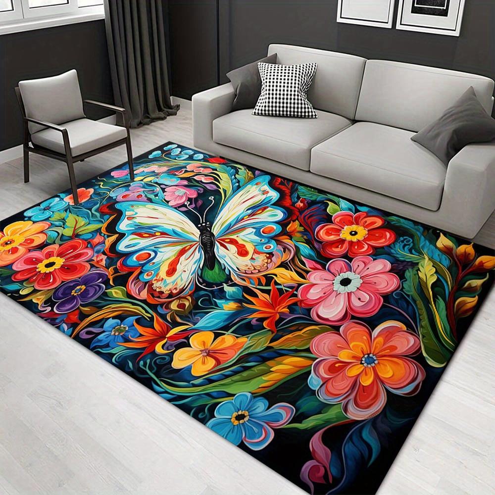 

1pc 1381679404Pattern Carpet, Area Rug For Living Room Bedroom Room Bed Chair Laundry Entryway Corridor Yard Non-slip Outdoor Camping Rug Fl 60cm by 90cm