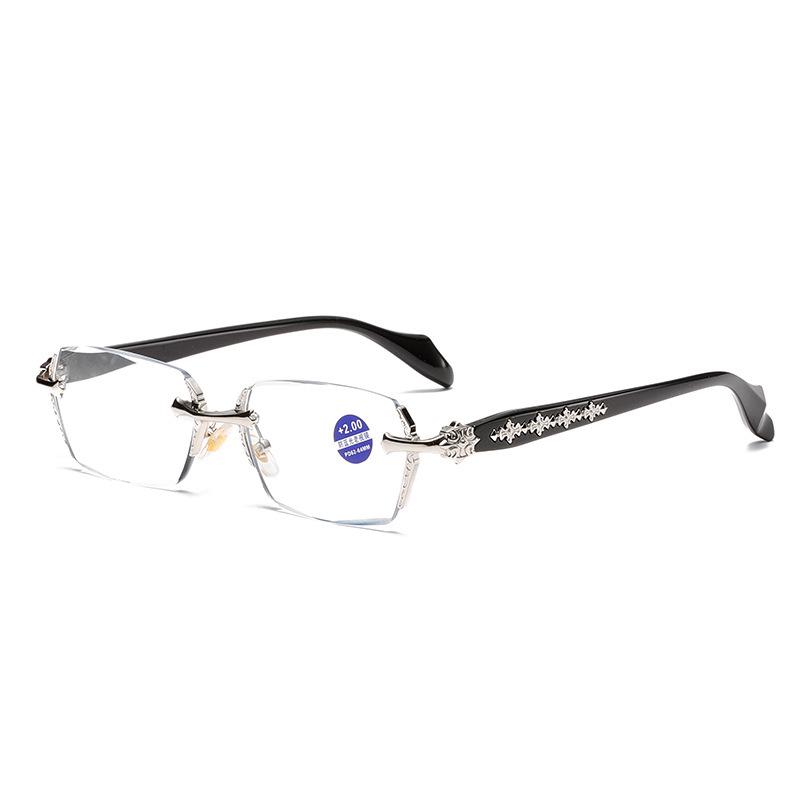 Unisex Rimless Anti-Blue Light Photochromic Glasses for Reading & Myopia