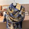 Sense of design Water town literary style retro thickened oil painting scarf Women's imitation cashmere light luxury dual-purpose scarf Shawl