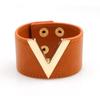 European & American Fashion PU Leather Women's Bracelet with Bold V Design