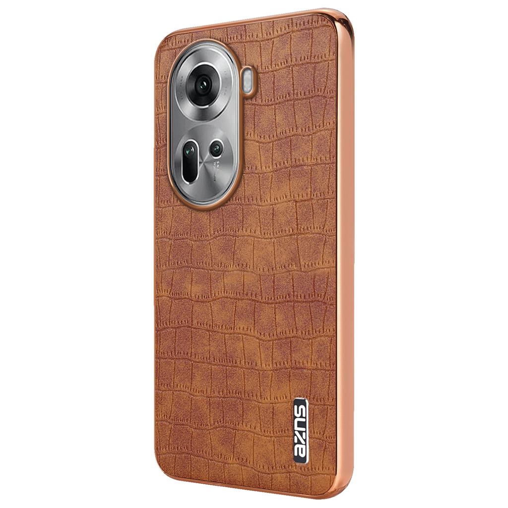 For Oppo Reno11 5G (Global) Case PU+TPU Phone Cover Electroplating Crocodile Texture