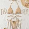 Hot Stamping Split Swimsuit Sexy Three-point Bikini Backless Sexy Gold Swimsuit European and American Bikini Women