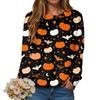 Halloween Women round-neck sweatshirt Hoodies Autumn Women Clothing Orange ghost pattern 3D printing Womens festival Sweaters