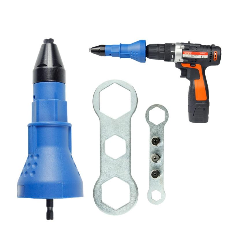 1 Set Multifunction Nail Gun Tool Electric Rivet Adapter Pull Drill Riveter Conversion Adapter Riveting Drill Rivet Adapter