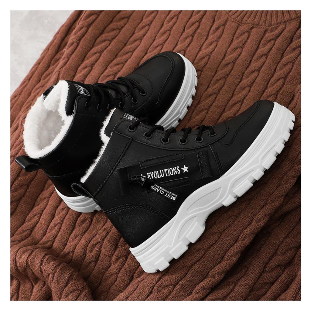 Women's Shoes, Snow Boots, Fashionable and Warm, with Thick Velvet and Cotton Shoes, Waterproof and Thick Lace Up Midsole Cotton Boots