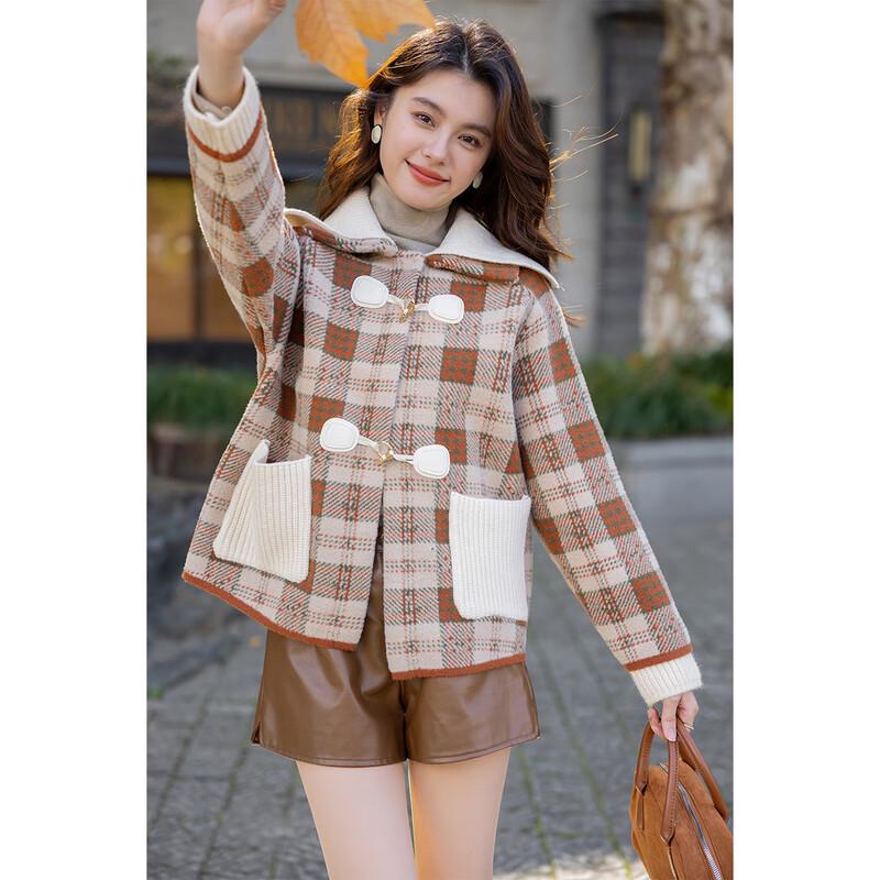 

Mocana Women s Wool-Blend Plaid Long-Sleeve Jacket One Size