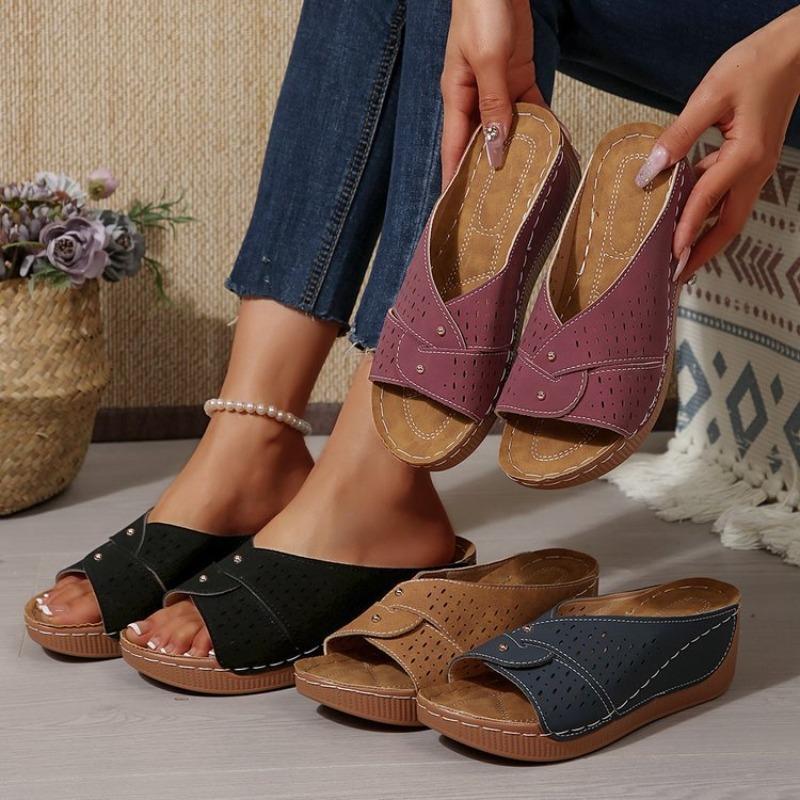 Large Size Wedge Slippers Women's Summer New Breathable and Lightweight Outer Sandals Women