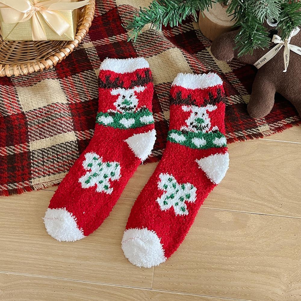 Cartoon Christmas Socks Santa Claus Women Hosiery Cute Floor Sleep Socks  Ladies
