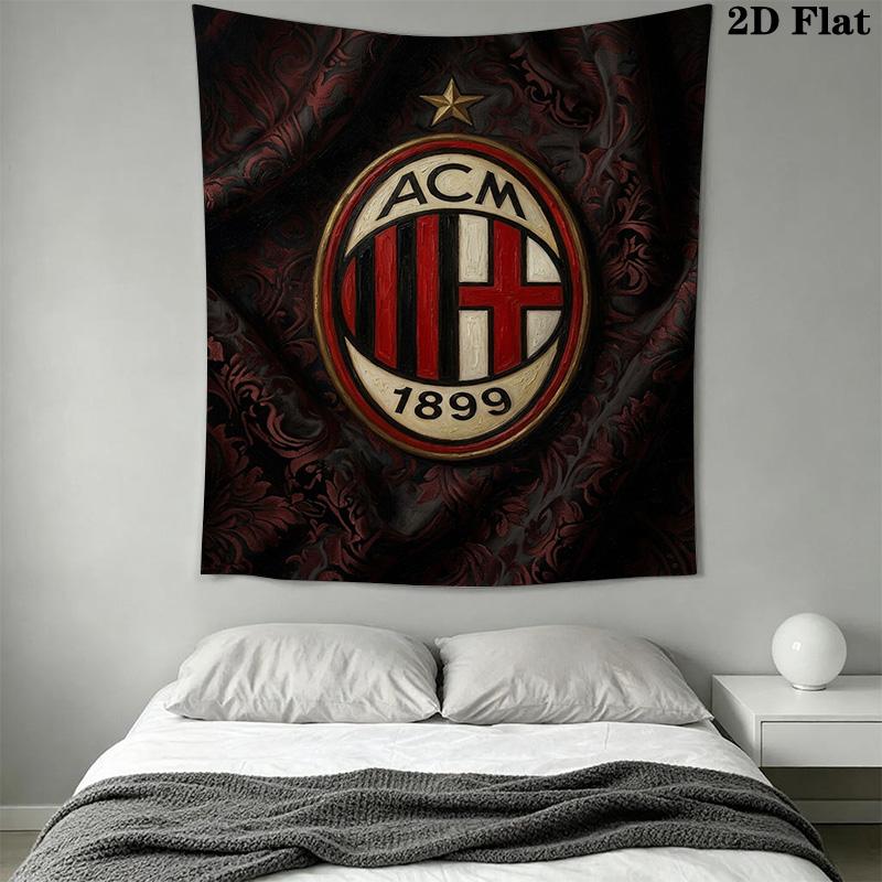 Ac Milan Crest Emblem Threepiece Set 1 Duvet Cover 2 Pillowcase Without Core Soft And Comfortable Christmas Birthday Gift