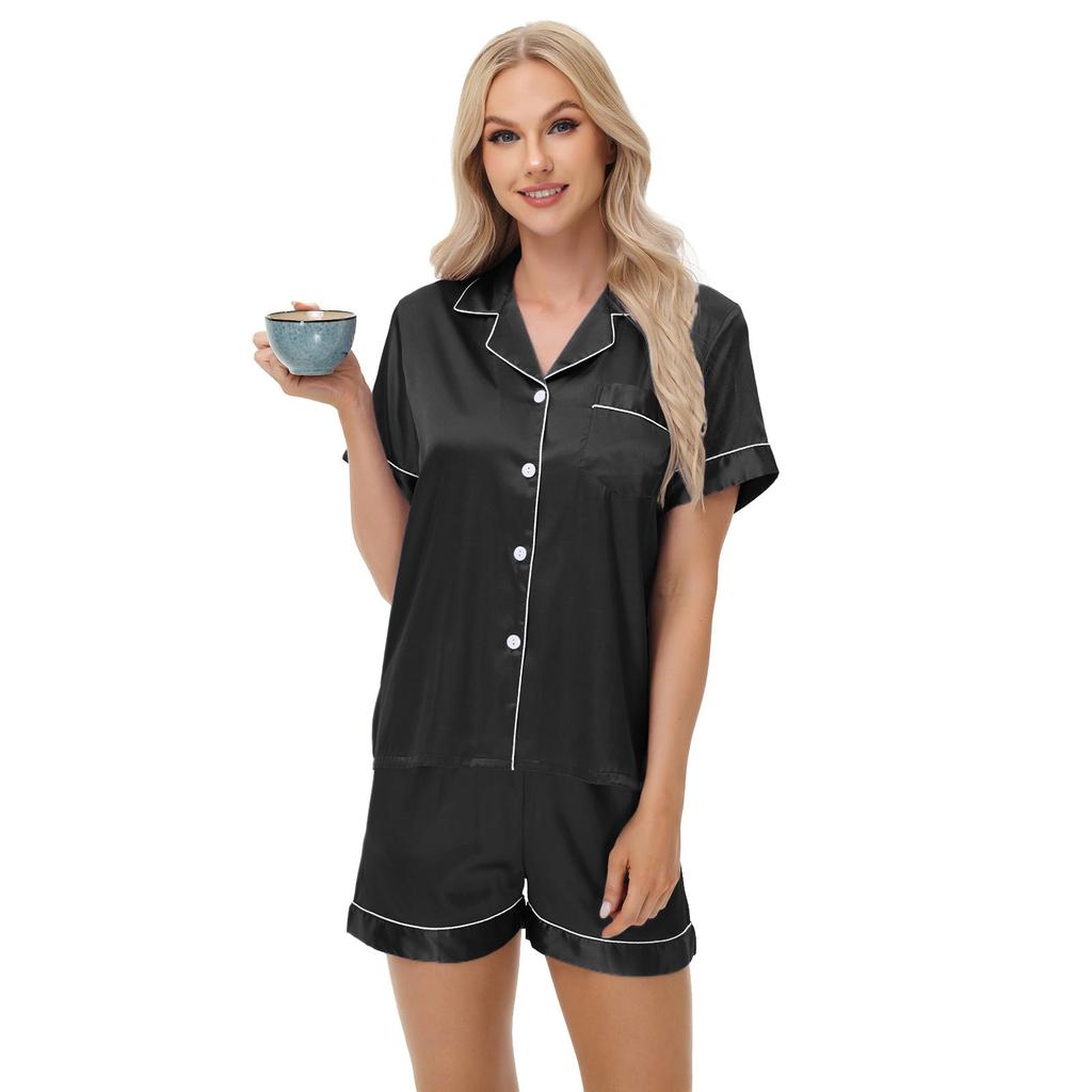 Ice Silk Pajamas Women's Long And Short Sleeves Satin Large Size Pajamas Home Clothes