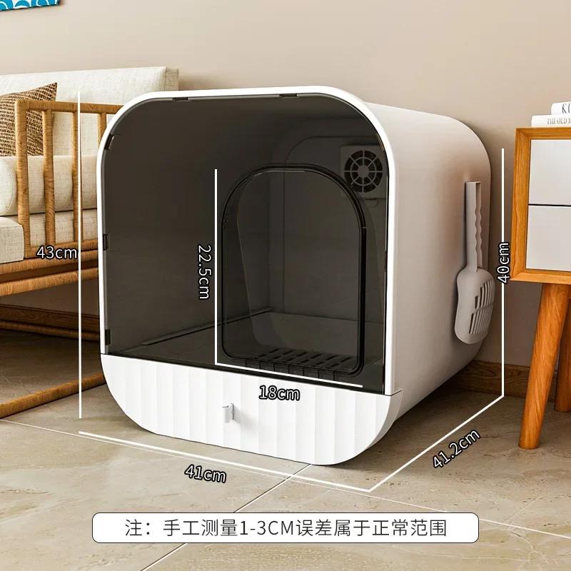 

Fully Enclosed Cat Toilet Odor & Splash-Proof Super-Large Litter Tray Transparent Visible Cats Sandbox Easy-Clean Pet Supplies