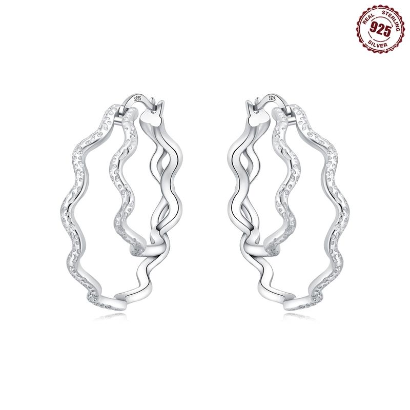 925 Silver Hoop Earrings Simple Silver Heart Shape Earrings For Women Engagement Wedding Party Birthday Jewelry Gift