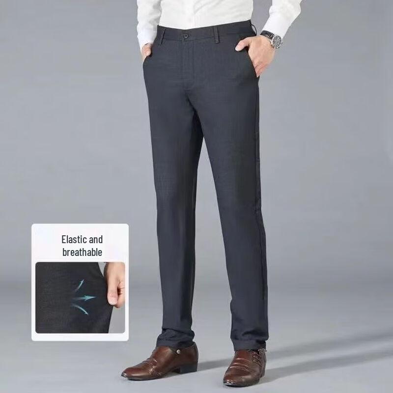 Ansijie Men s High Elastic Casual Straight Trousers 33