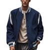 Baseball Uniform Sweatshirt Autumn and Winter Plus Velvet Spliced Single Row Four-button Flight Jacket
