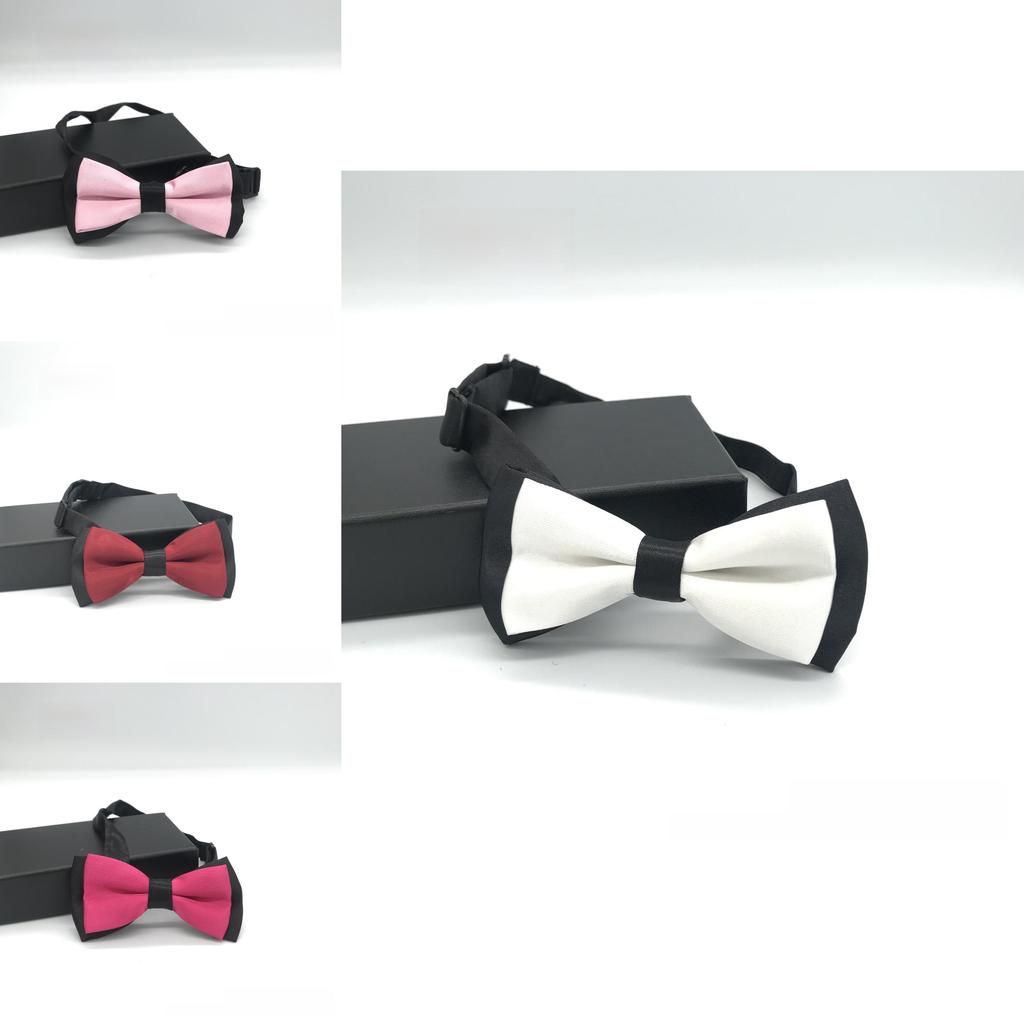 Kids Gentleman Dual Color Polyester Bow Tie With Flat Knot For Party And Ceremony