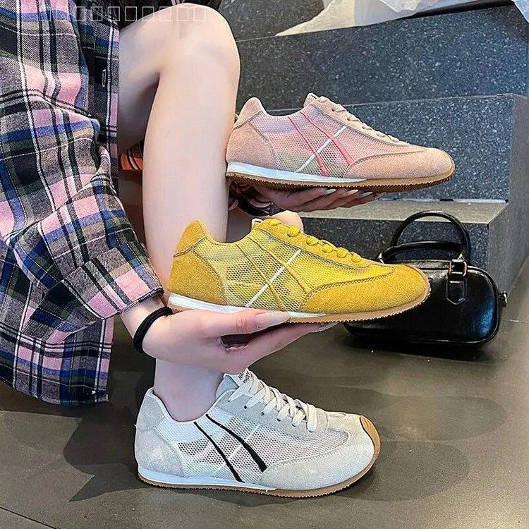 Mesh German Training Shoes Women's Shoes 2025 Summer New Flat-bottomed Net Single Shoes Lightweight Breathable Soft-soled Casual Sports Net Shoes