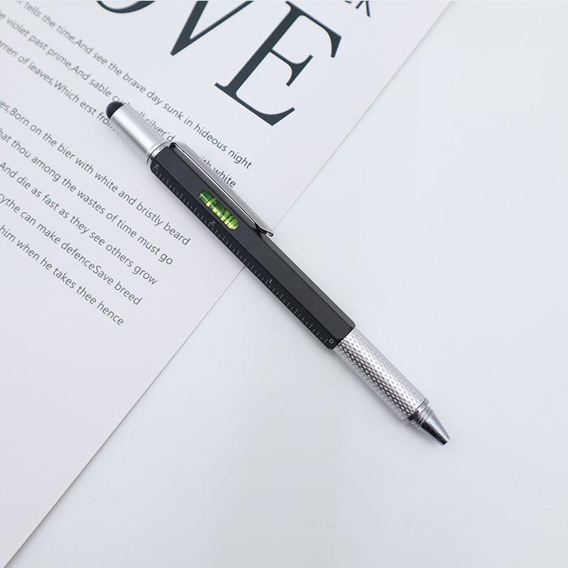 

Multifunctional 6-in-1 Metal Tool Pen with Level, Ruler, Stylus, Screwdriver, and Ballpoint – Custom Logo Available. Bullet 1.0MM Black Ink чорний