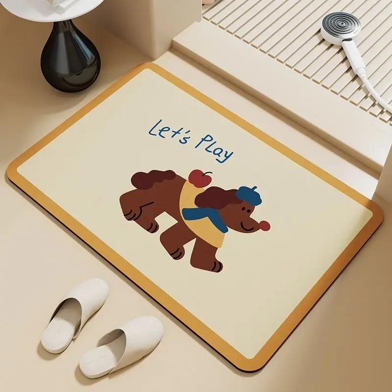 Dachshund Dog Doormat, Absorbent Non Slip Floor Mat for Bathroom Entryway Mud Room Home Decor